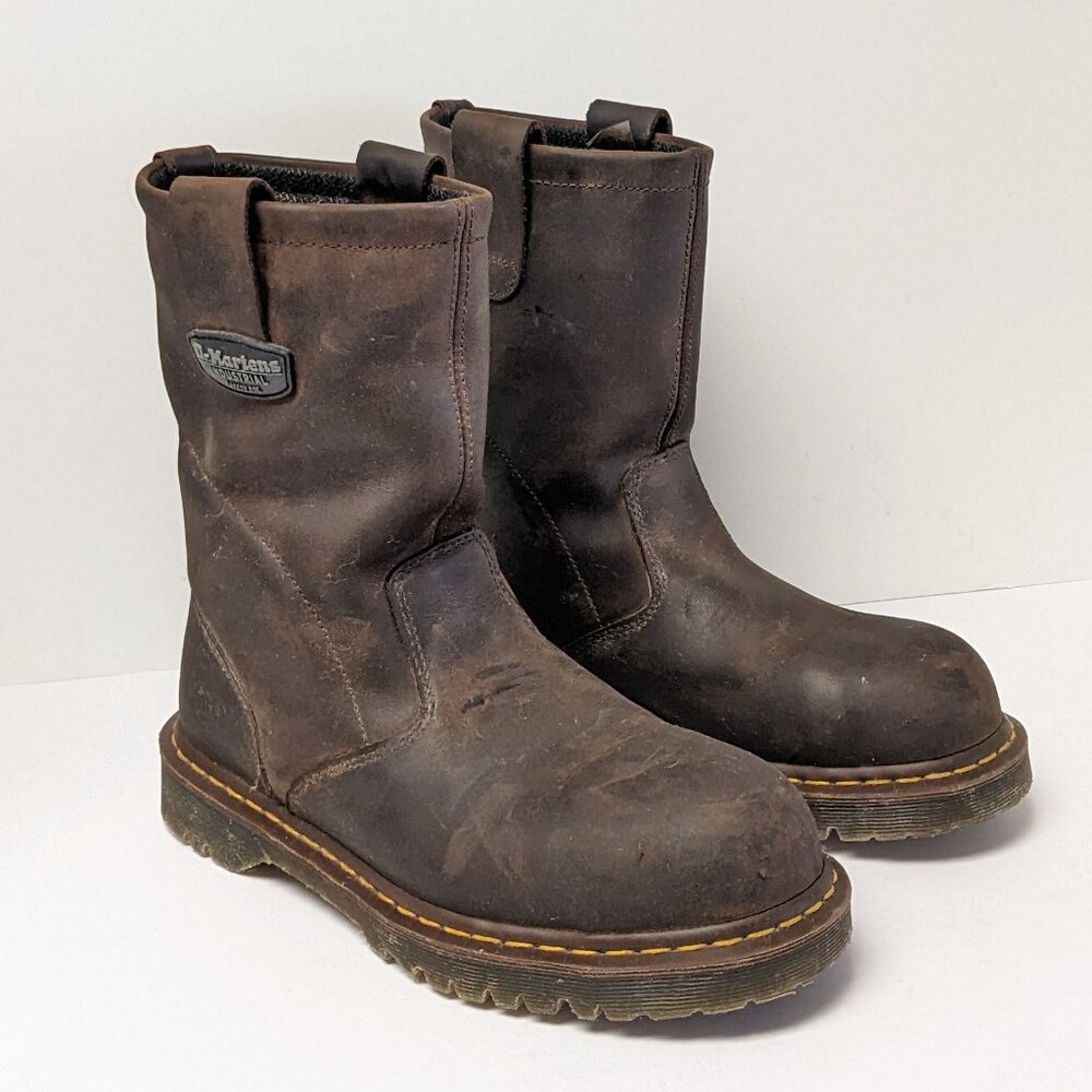 Dr. Martens Icon 2295 Steel Toe Work Boots, Brown Leather, Men's 9 Extra Wide